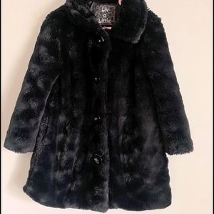 Faux Black FurCoat Button Up Size 4-5 Toddler
